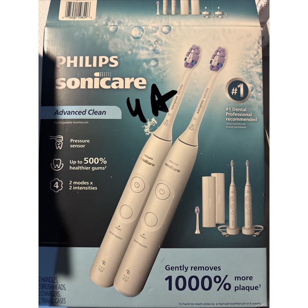 Philips Sonicare Advanced Clean Electric Toothbrush 2 Pack White HX712A